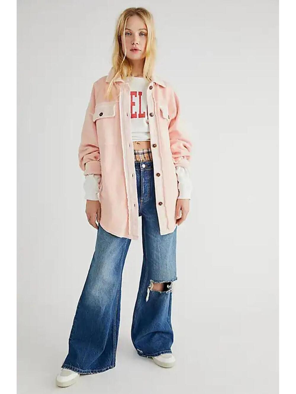 291 Free People Ruby Sweetheart Sunrise Oversized Fleece Shacket (XS, NWOT)